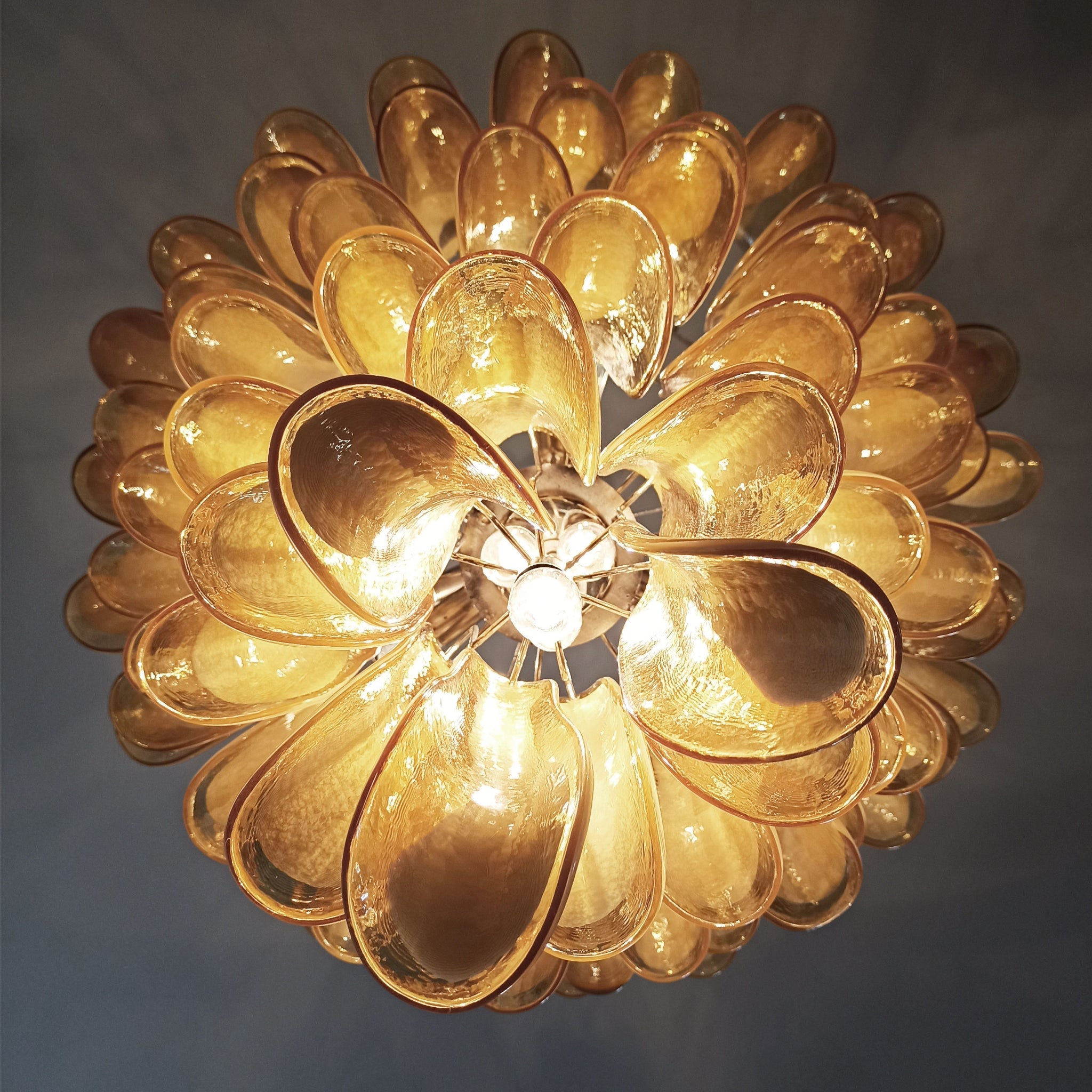 Murano Chandelier in the manner of Mazzega with 75 Caramel glass petals