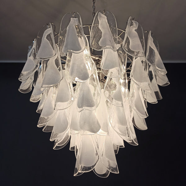 Murano Chandelier with 57 Lattimo Glass Rondini