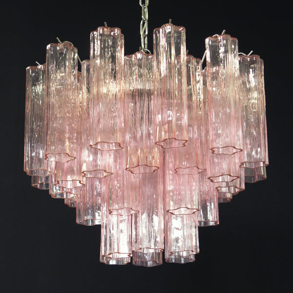 Murano Glass Tube Chandelier with 36 pink glass tube