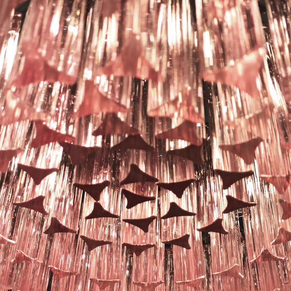 Murano Glass Chandelier with 391 pink prims triedri
