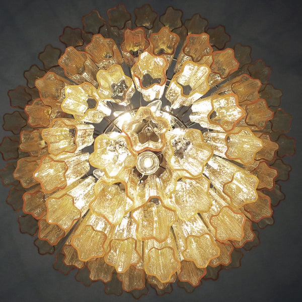 Murano Glass Tiered Chandelier with 78 glasses - light amber