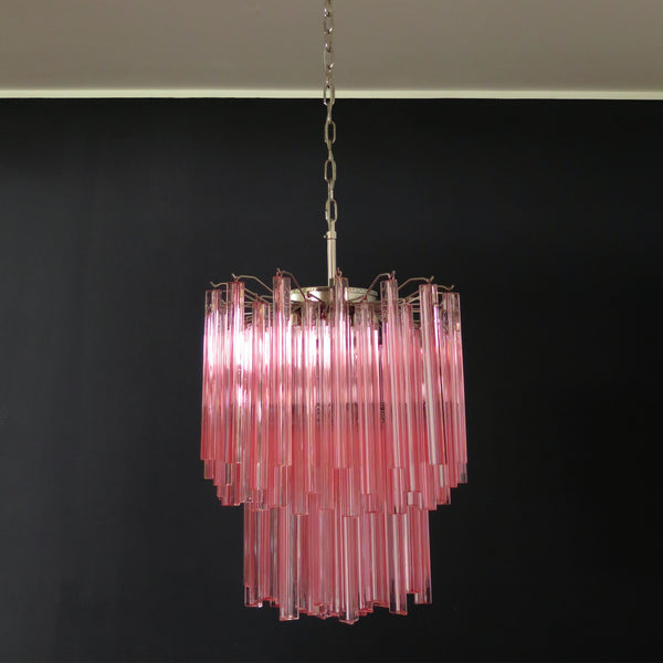 Murano Chandelier with 107 pink triedri glasses