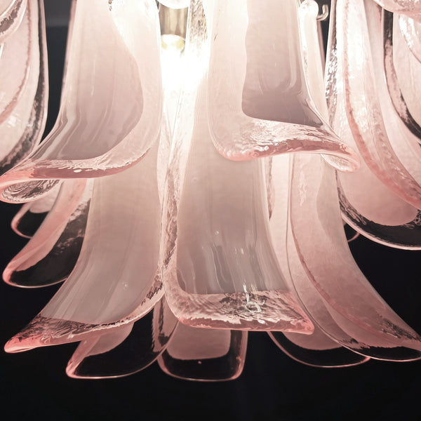 Murano Chandelier - Mazzega with 36 lattimo pink glass petals