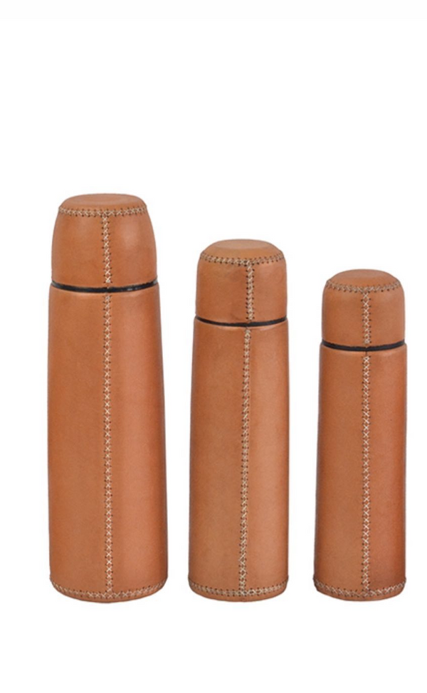 Leather Thermos Cognac