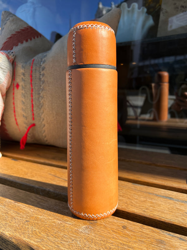 Leather Thermos Cognac