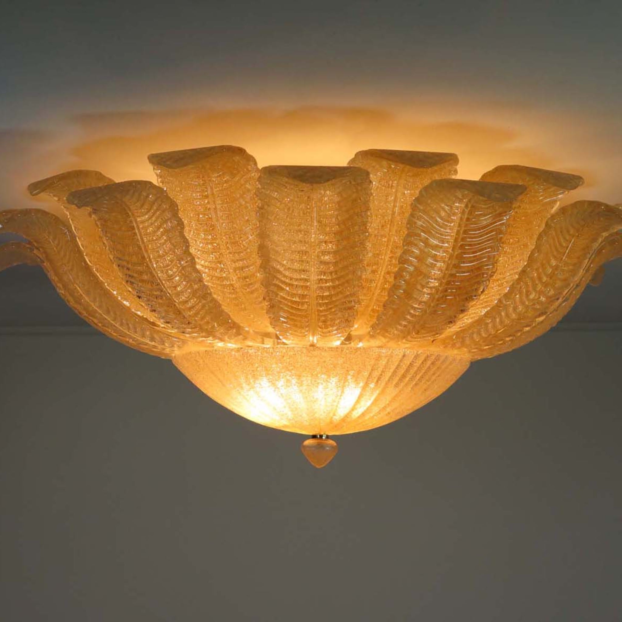 Barovier Flower Ceiling Lamp - Murano Art Glas - golden powder