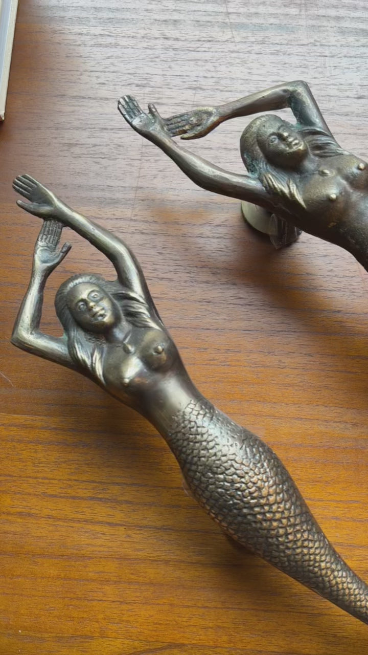 Mermaid doorknob pair