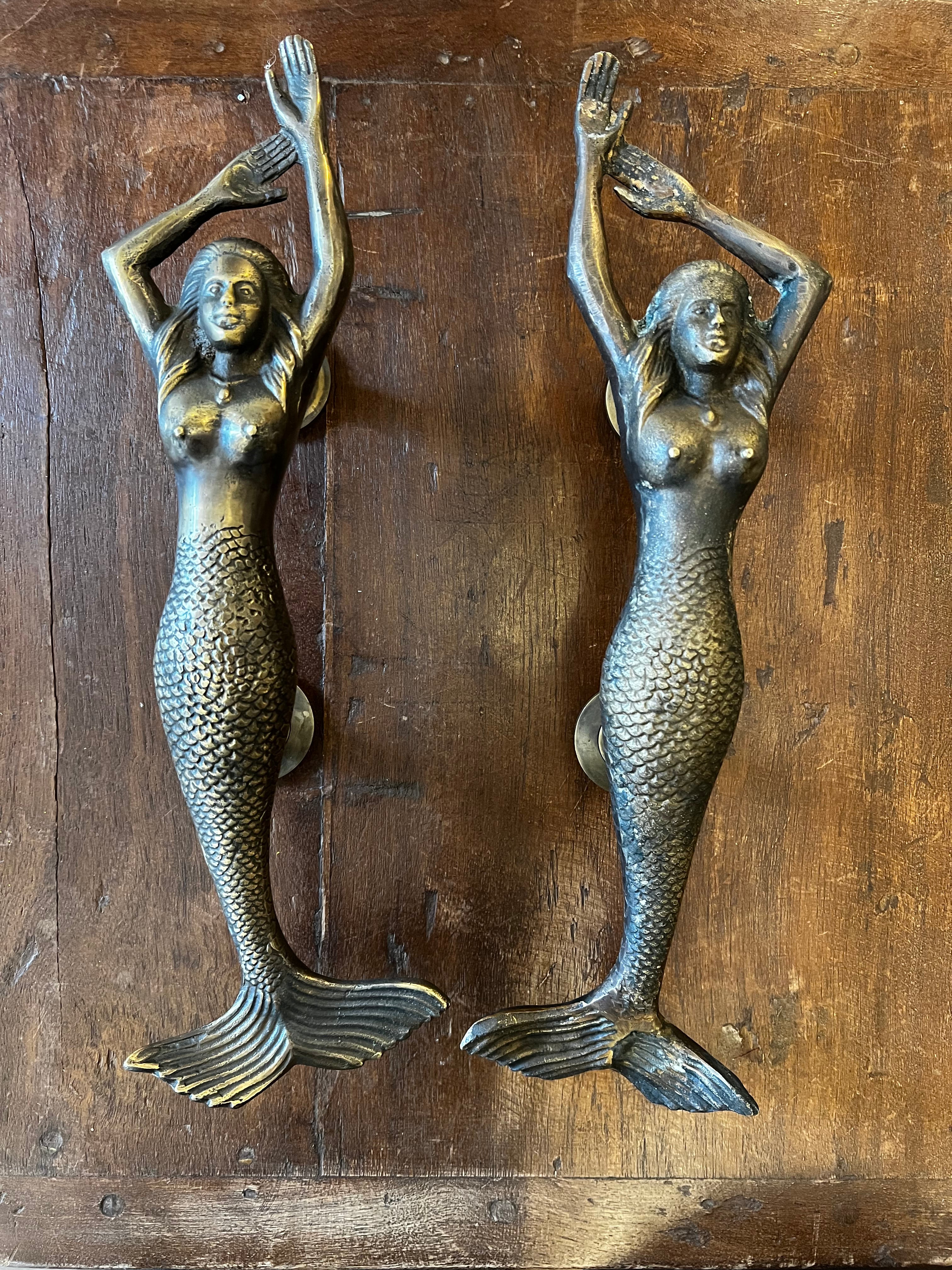 Mermaid doorknob pair